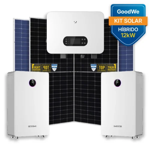 Kit 12kw hibrido goodwe 18 paneles solares de 585 watt 1 Inversor goodwe hibrido de 12kw 2 baterías goodwe de 14.3kwh 280A